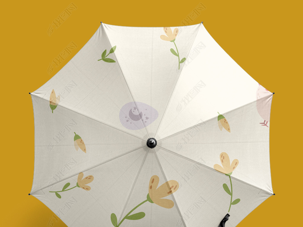 原创时尚多彩树叶植物花草小清新时尚雨伞太阳伞图案版权可商用