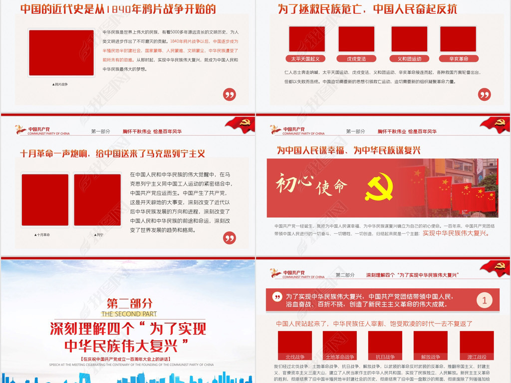 原创2021建党节七一讲话解读党课党政党史