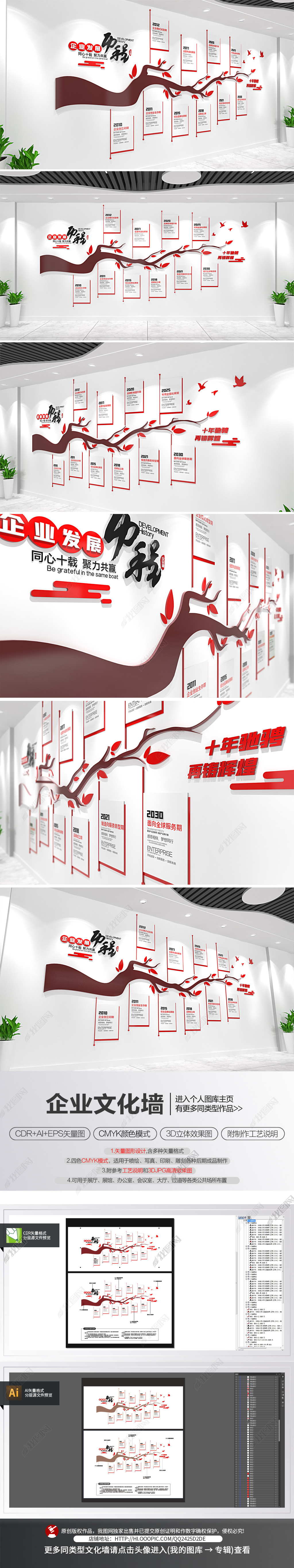 大树创意企业发展历程文化墙公司发展史设计
