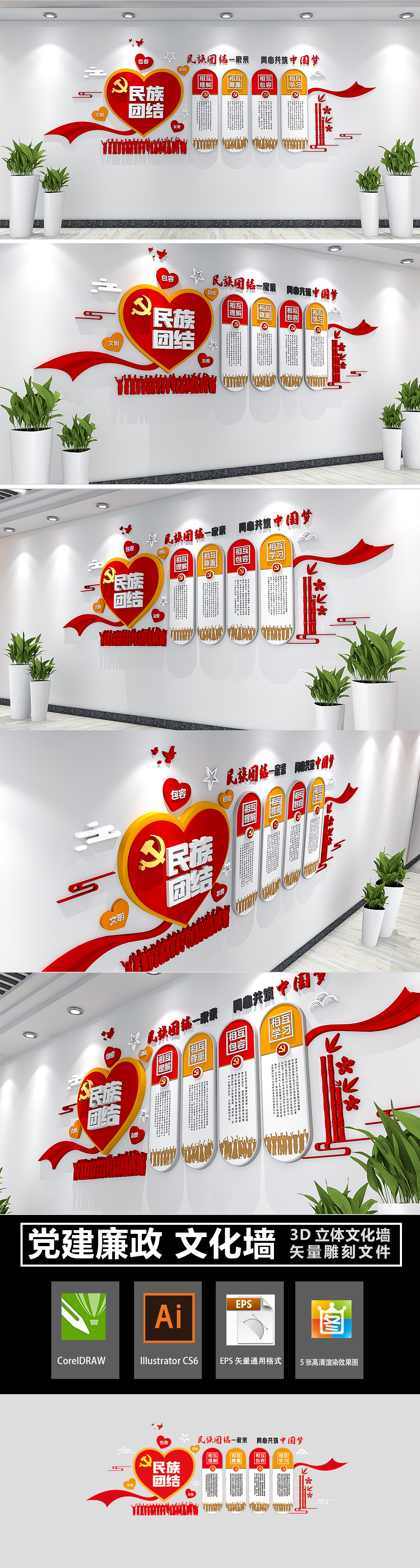 2021社区民族团结文化墙布置模板