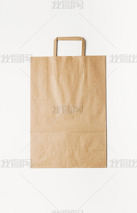 Craft shopping bag isolated on white background. Vertical