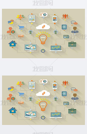  Flat Design style illustration of website analytics searc