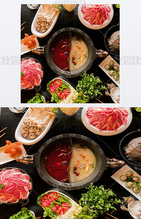 Flat Lay Chongqing Hot Pot Food Photo