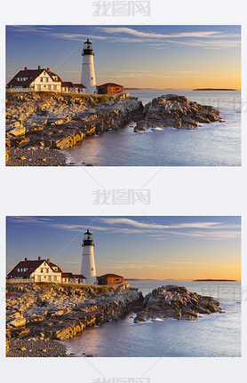 Portland Head Lighthouse, Maine, USA at sunrise