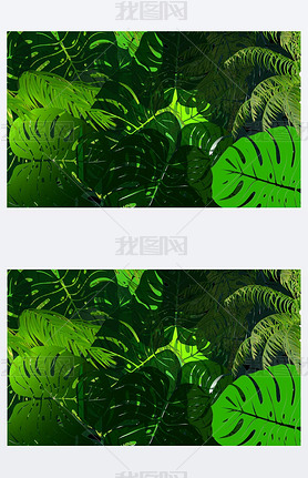 Monstera lees pattern 3d render