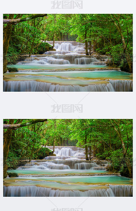 Huay Mae Khamin Waterfall. Nature landscape of Kanchanaburi dist