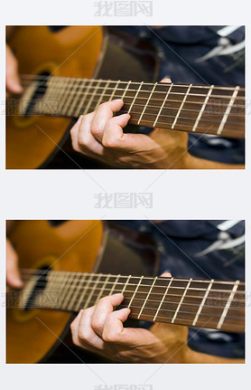 Hand of the guitar player