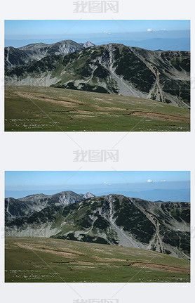 Panoramic view from Route to climbing a Vihren peak to Pirin Mountain, Bulgaria