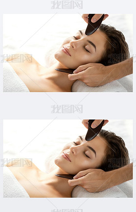 Woman during Chinese traditional massage - Gua Sha