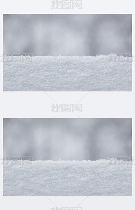 Fresh Snow Texture Background Closeup, Large Detailed Macro Pattern, Gentle Bokeh, Horizontal