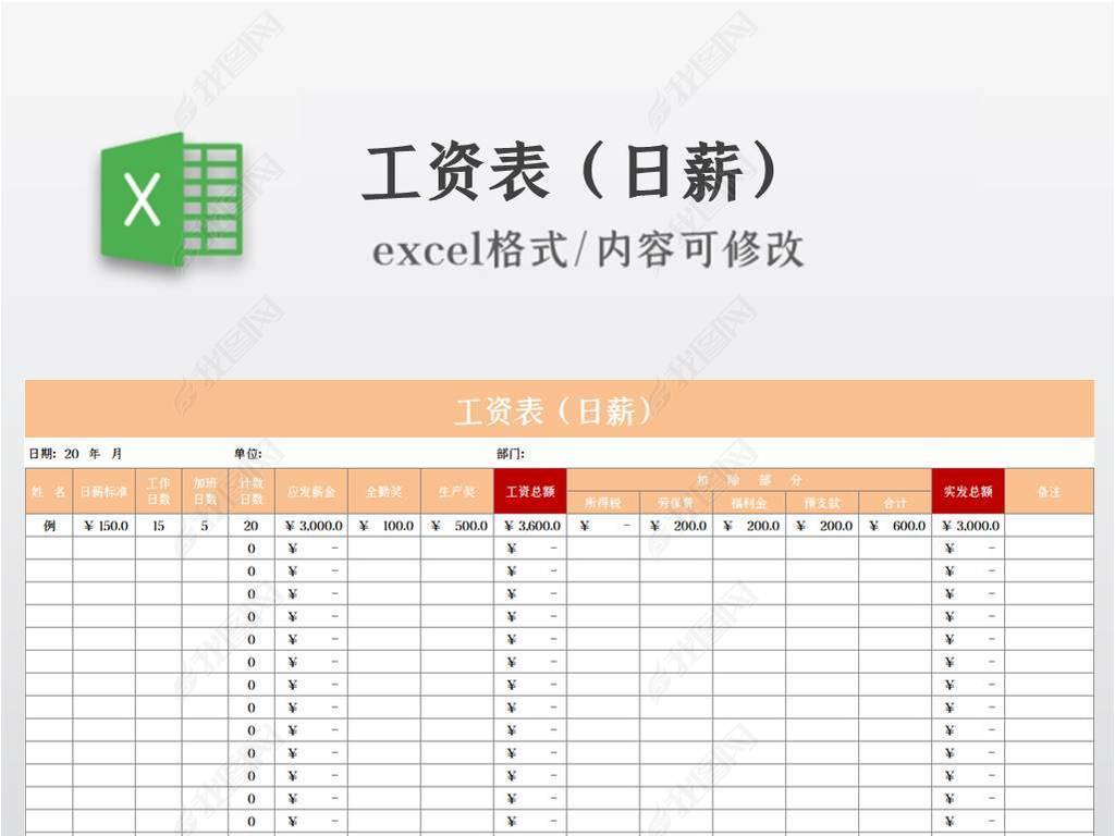 工资表日薪