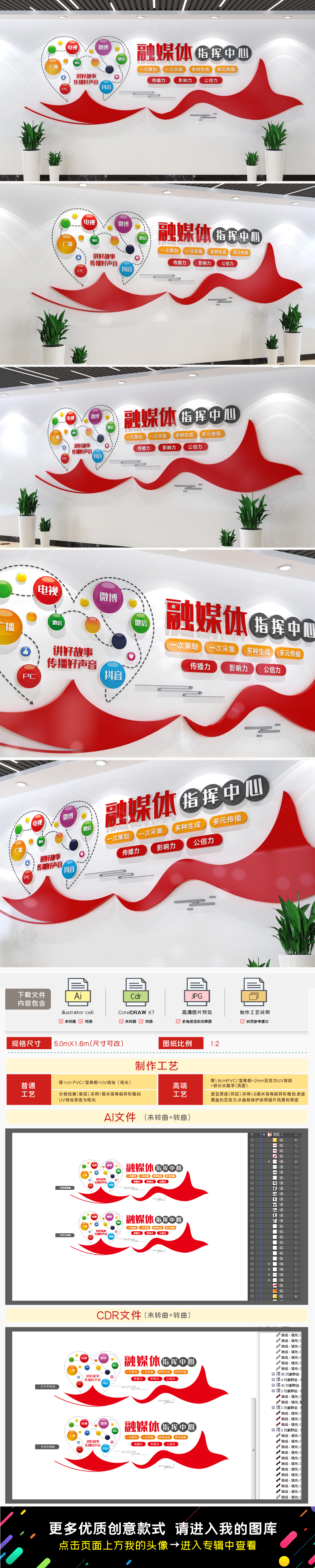 融媒体指挥中心文化墙电视台文化墙