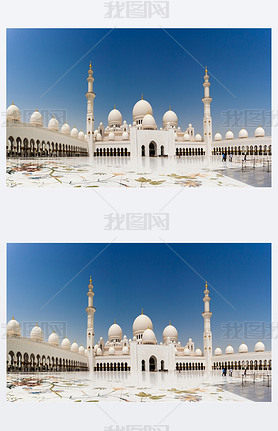 ABU DHABI, UAE - MAY 13, 2014: Sheikh Zayed Mosque in Abu Dhabi, considered to be the key for worshi