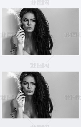 elegantn bruneta ?ena kou? cigaretu