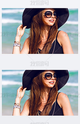 woman wearing vintage sunglasses and hat