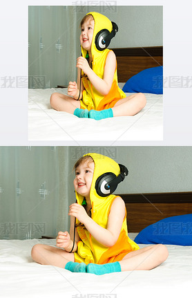 Little girl listening to the music