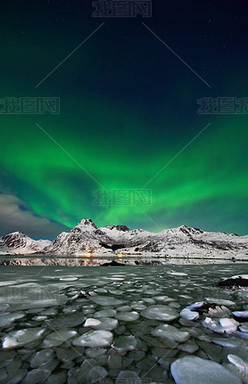 Aurora borealis over Norway lofotens