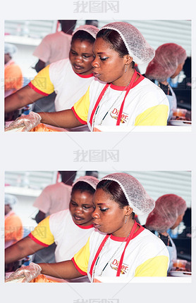 Abidjan, Ivory Coast, September 11, 2016: the cooks in a restaurant when grilling festival of Abidja