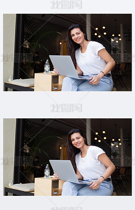 Hipster girl working on her net-book