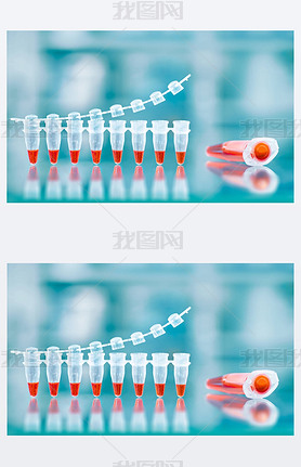 DNA amplification test and reaction mixture in larger tube on th