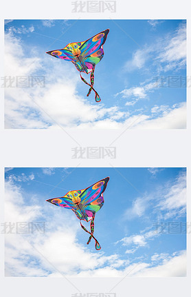 kite in hand against the blue sky in summer, flying kite launching, fun summer vacation