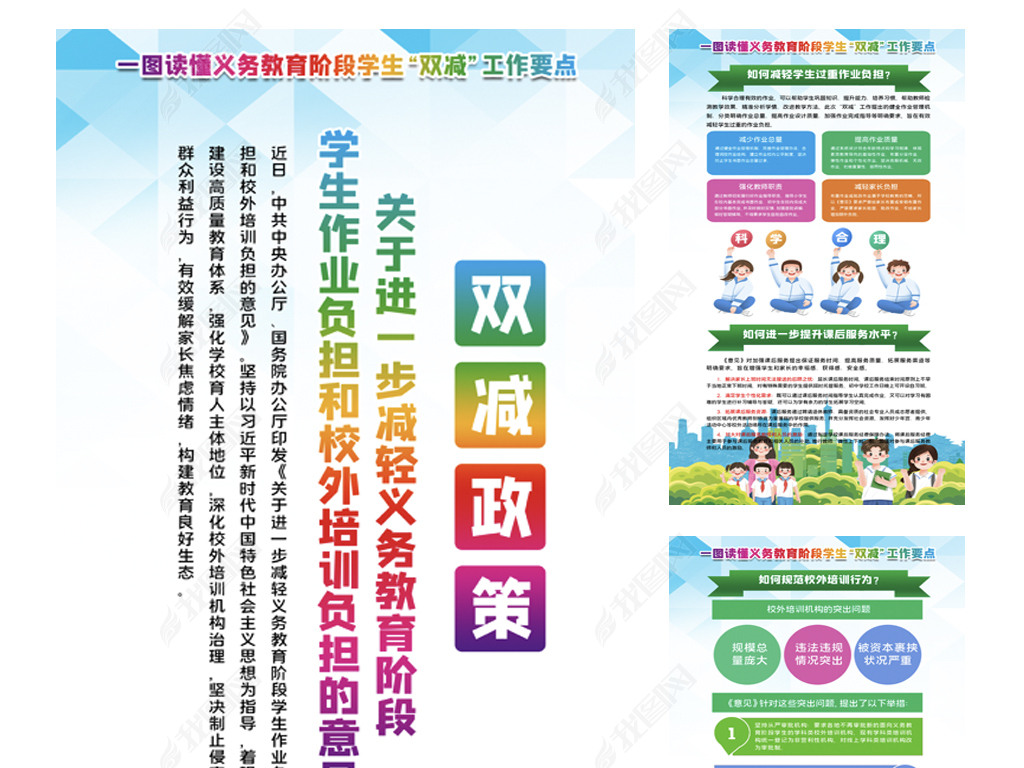 义务教育阶段学生双减政策海报挂画
