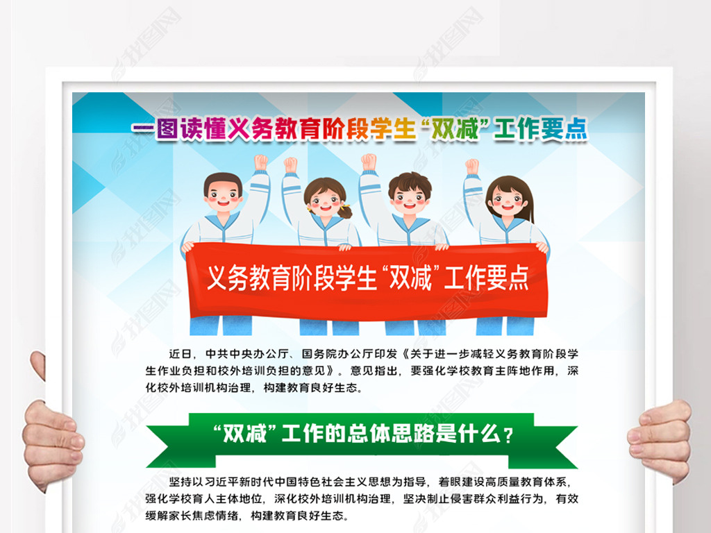 义务教育阶段学生双减政策海报挂画