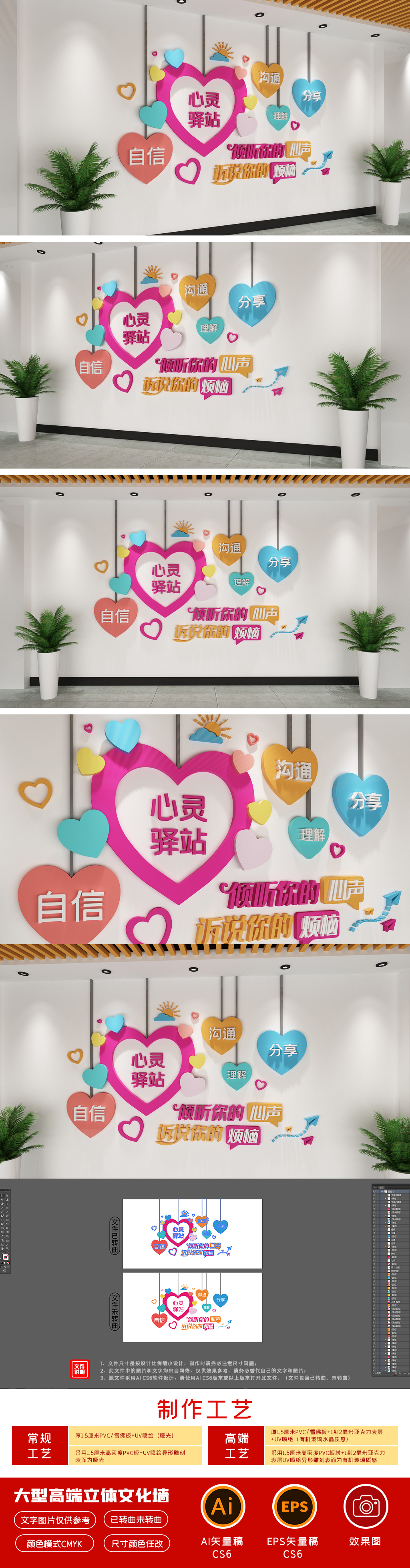 心灵驿站谈心室文化墙社区医院心理咨询室文化墙