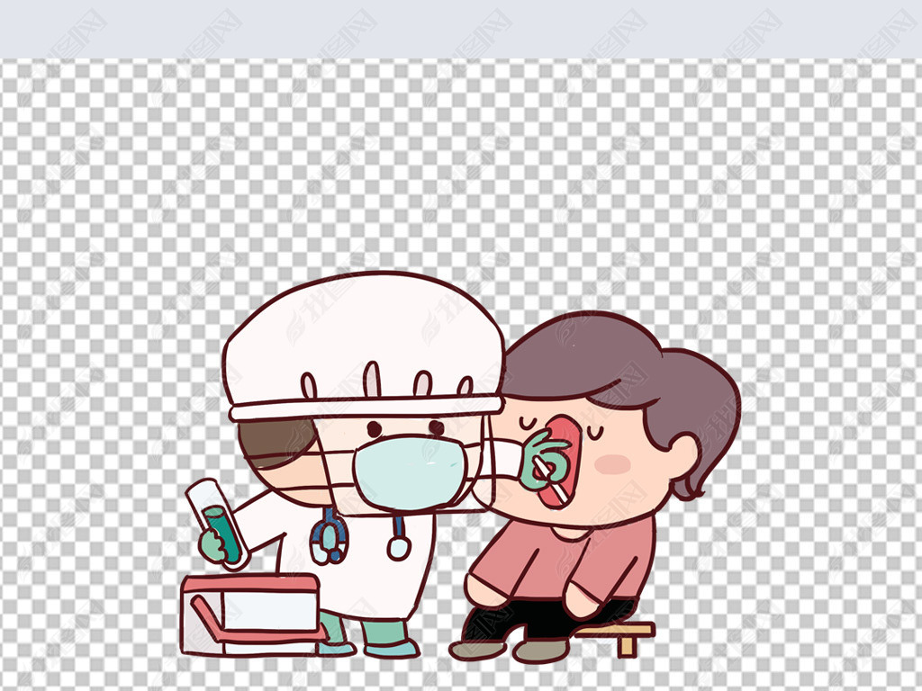 核酸检测手绘卡通元素