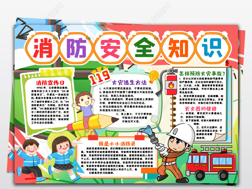 原创消防小报消防安全知识记心中防火灾小报手抄报