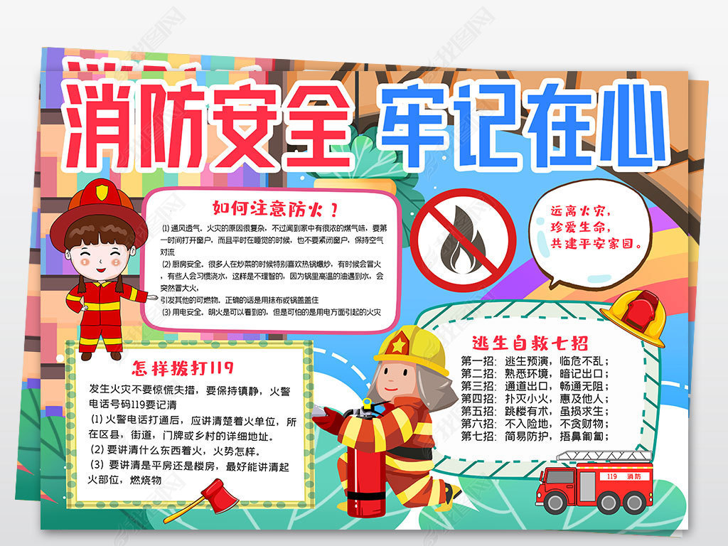 消防安全小报预防火灾安全教育小报手抄报