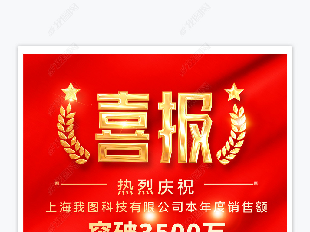 原创大气红色公司销售喜报业绩报喜海报年终贺报战报版权可商用