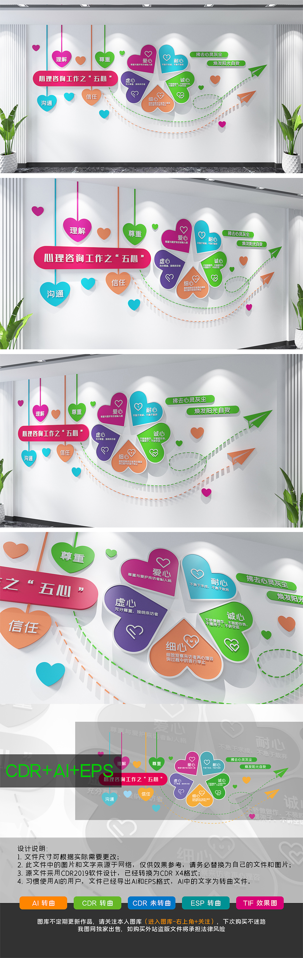 心理咨询工作文化墙心理咨询五心宣传文化墙