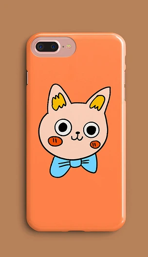 貓咪橘黃色可愛手機殼插畫