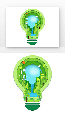 地球一小時燈泡城市綠色剪影