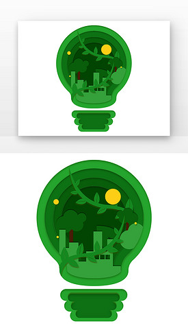 深綠色地球一小時燈泡城市