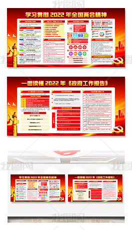 一图读懂2022年全国两会政府报告宣传栏下载-编号26746020-党建展板