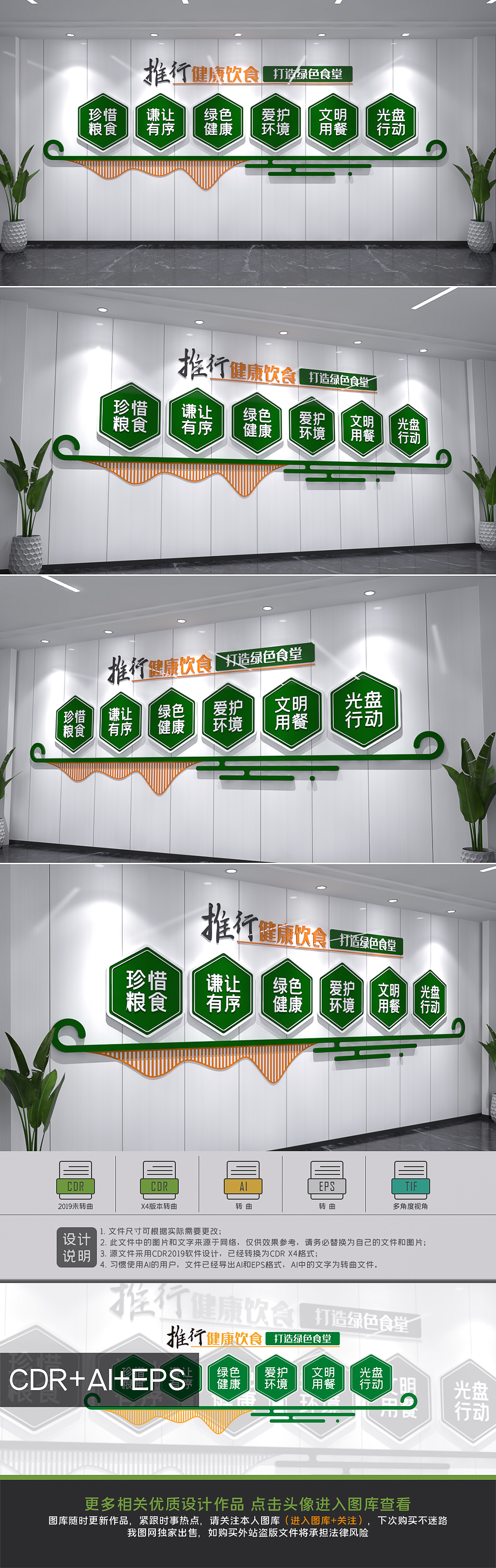 推行健康饮食打造绿色食堂校园食堂文化墙