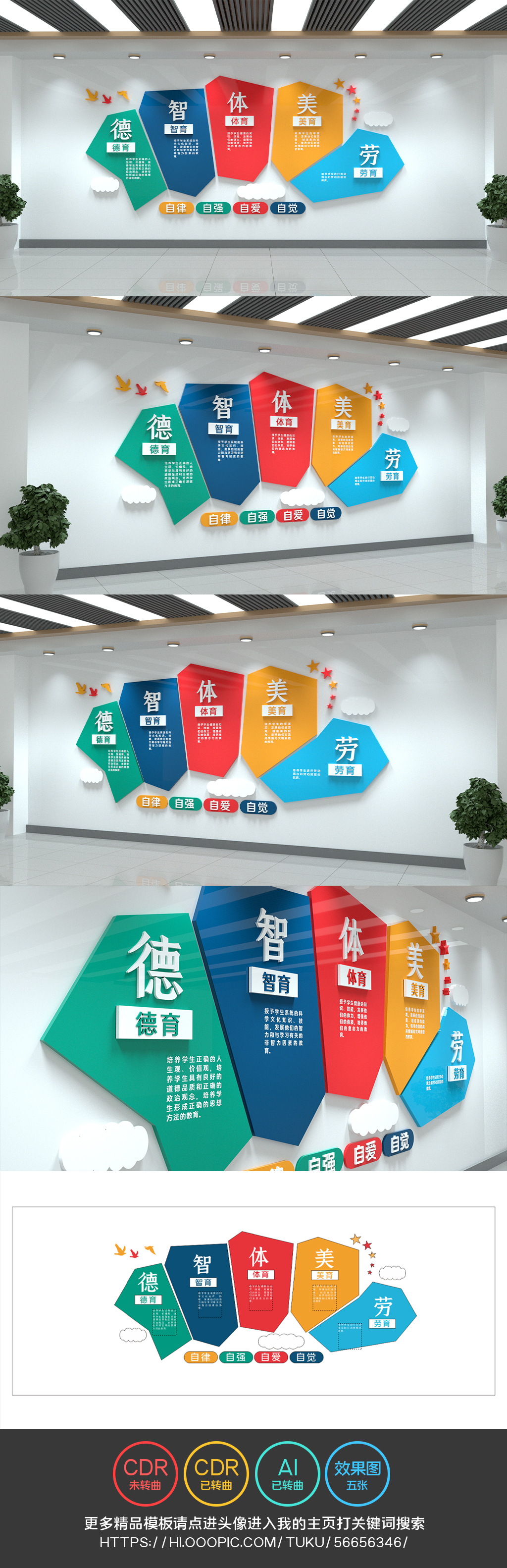 德智体美劳全面发展文化墙校园文化墙