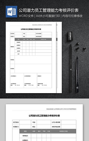 2018最新员工评价表word范文模板
