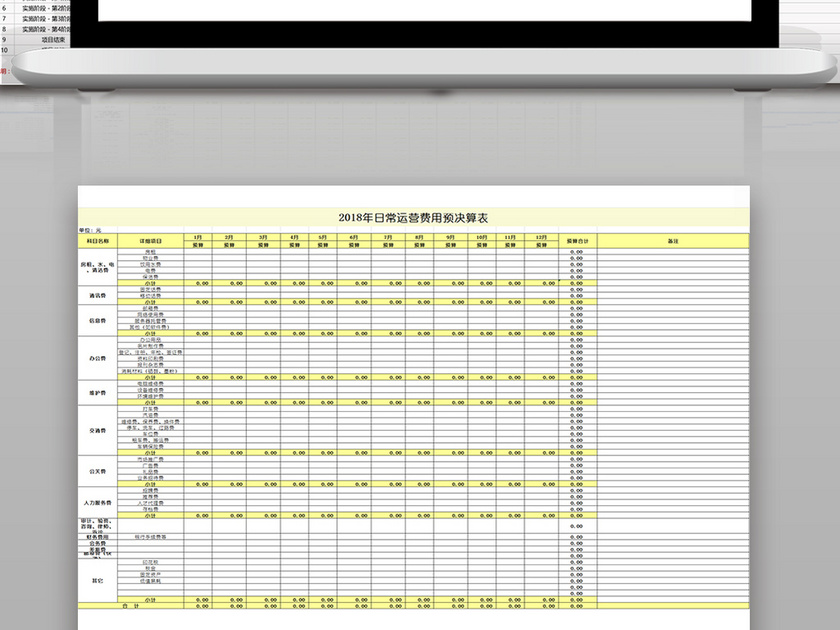 日常运营费用预算表excel表格下载_Excel格式