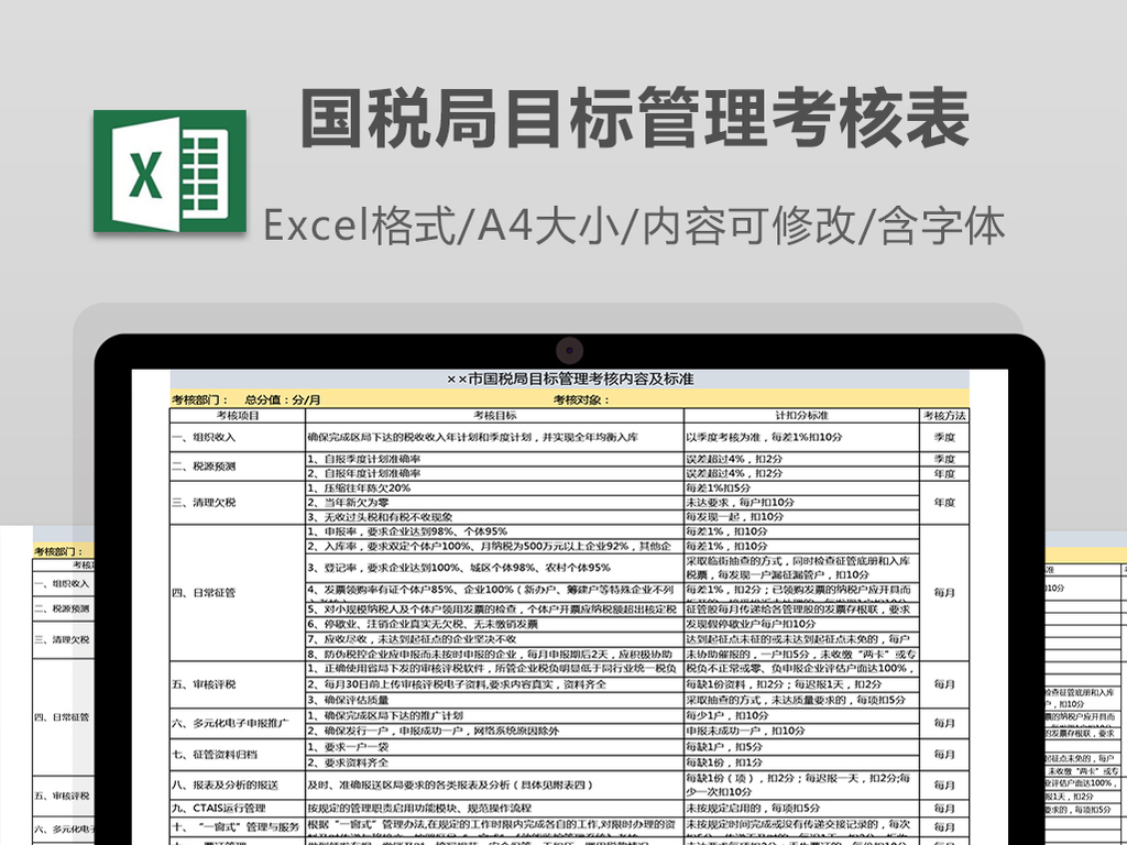 国税局目标管理绩效考核表