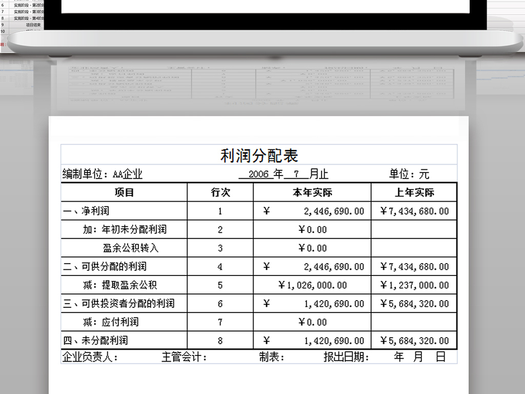利润及利润分配表excel表格下载_Excel格式(编