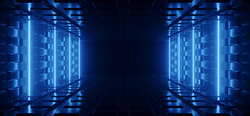 Sci Fi Futuristic Background Laser Neon Lights Tunnel Corridor Space Alien ship Dark Night Reflectiv