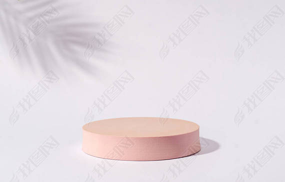 Disc cylinder mock up platform pedestal stand pink for advertising product on gray background and sh