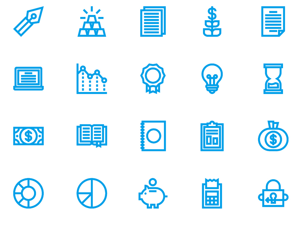 简约线条财务投资金融行业矢量小图标图片设计