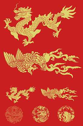 2107中式古典龙凤呈祥传统图案背.