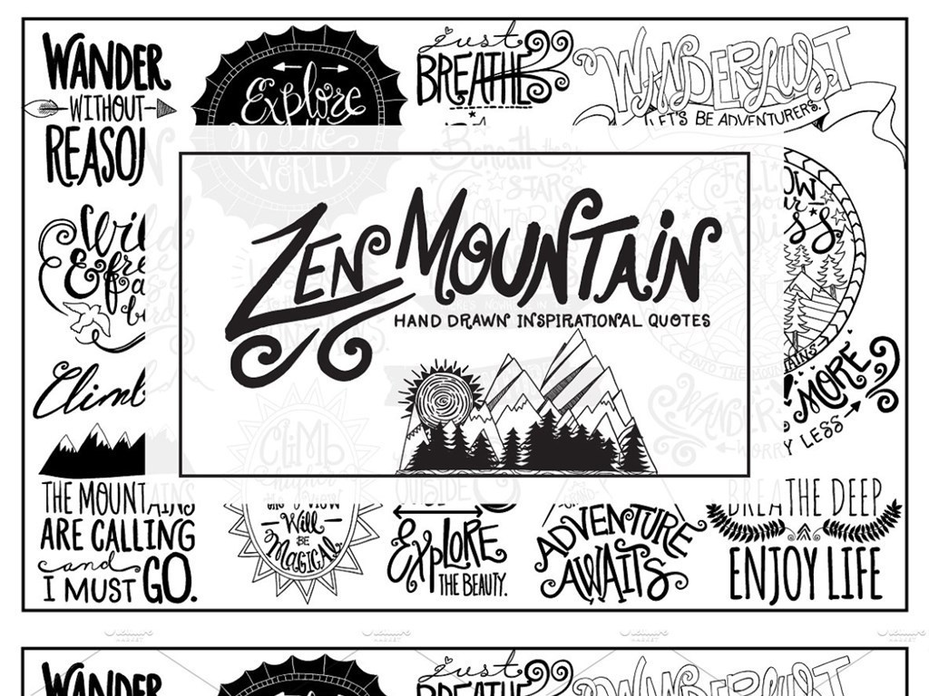 简单手写体生活旅行标语英文图片设计素材_高