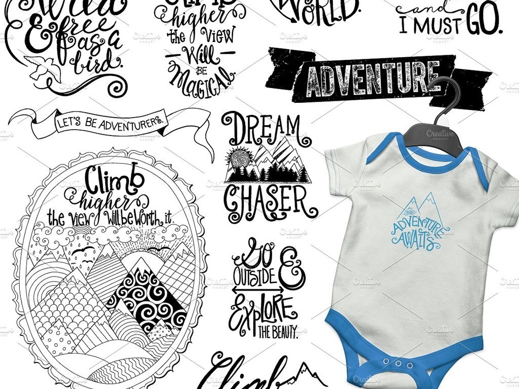 简单手写体生活旅行标语英文图片设计素材_高