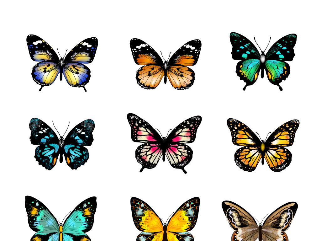 蝴蝶彩绘水彩手绘插彩色画梦幻飞舞彩.图片设